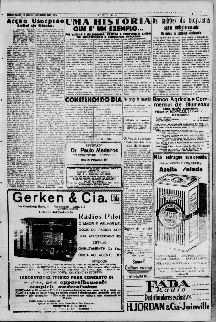 Jornal A Notícia (Joinville) de 18 de novembro de 1938 edição 3038