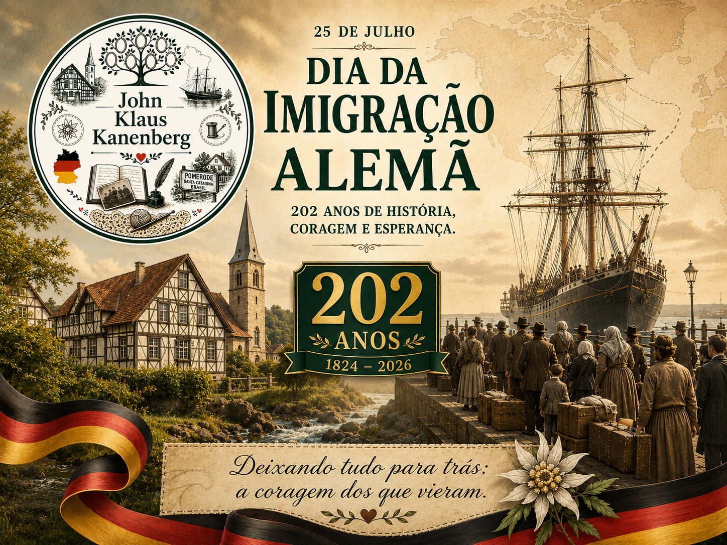 25 de julho: Dia da Imigração Alemã O dia 25 de julho ocupa um lugar especial na história do Brasi