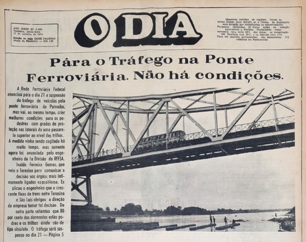 A ponte era notícia em 1974