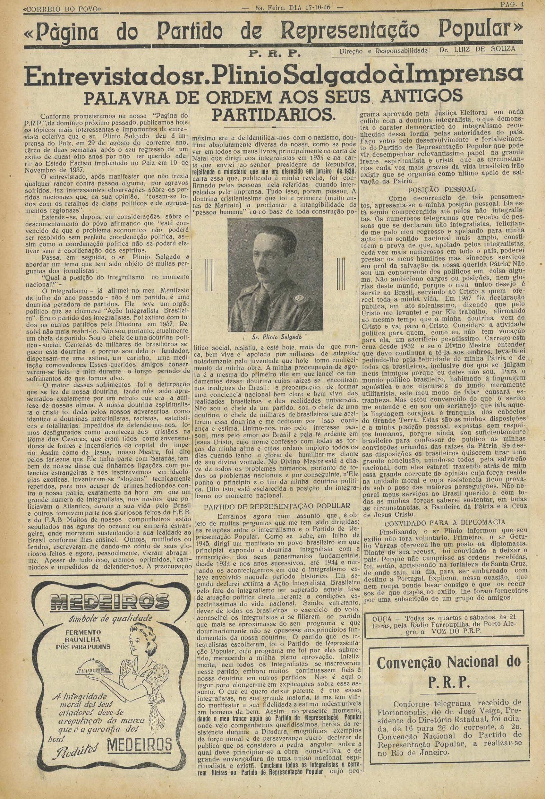 Jornal Correio do Povo - Integralistas